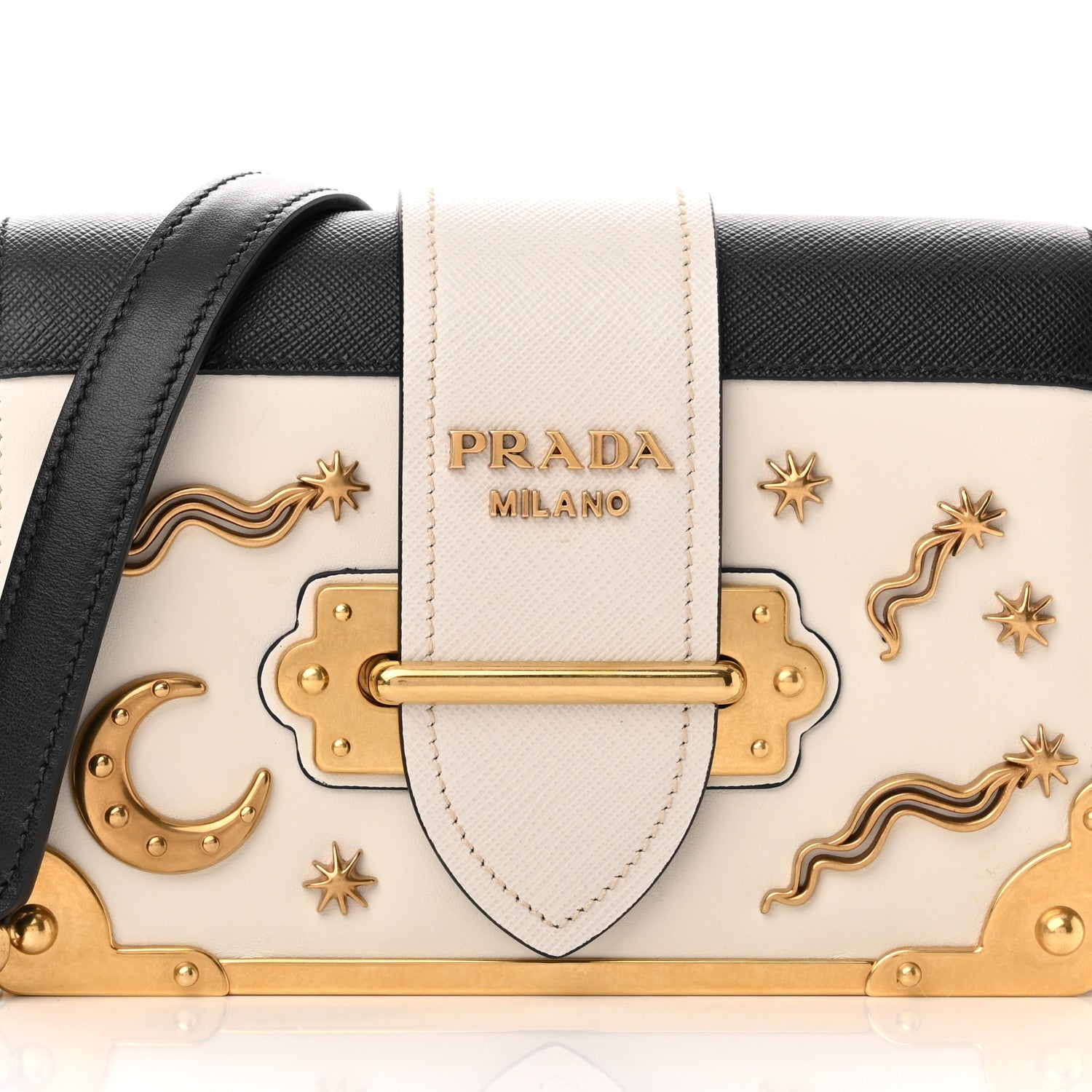 Prada City Calf Saffiano Astrology Cahier Bag Talco Black 7 of 10