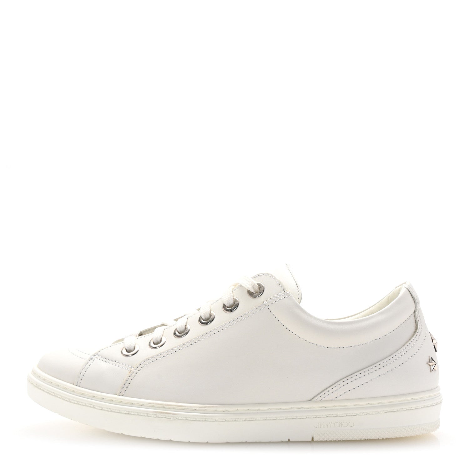 Jimmy Choo Smooth Calfskin Star Studded Cash Sneakers 40 Ultra White 1 of 10