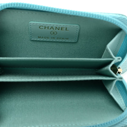 Chanel Caviar Quilted Boy Zip Around Coin Purse Wallet Turquoise 5 of 8