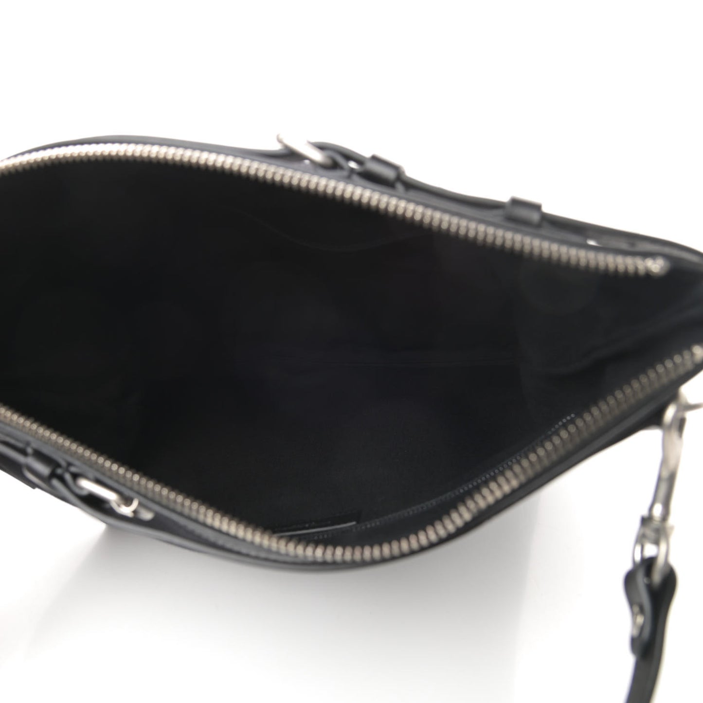 Canvas Calfskin Belted Flat Messenger Bag Black