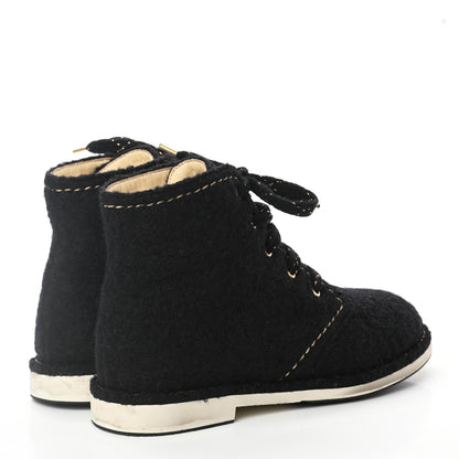 Chanel Tweed Womens Lace Up Short Boots 40 Black 4 of 8
