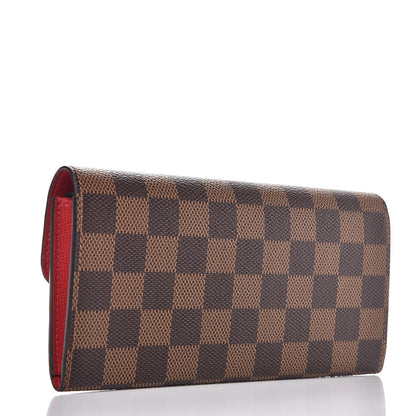 Louis Vuitton Damier Ebene Emilie Wallet Red 3 of 9