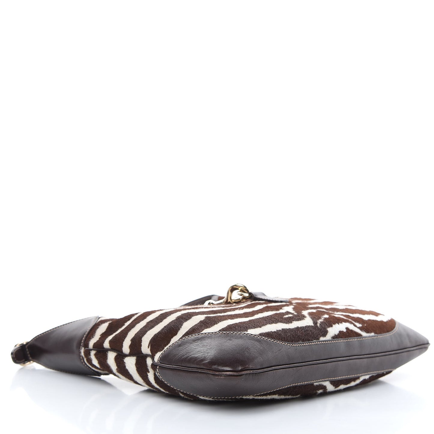 Calf Hair Zebra Print Medium Jackie O Bouvier Hobo Brown