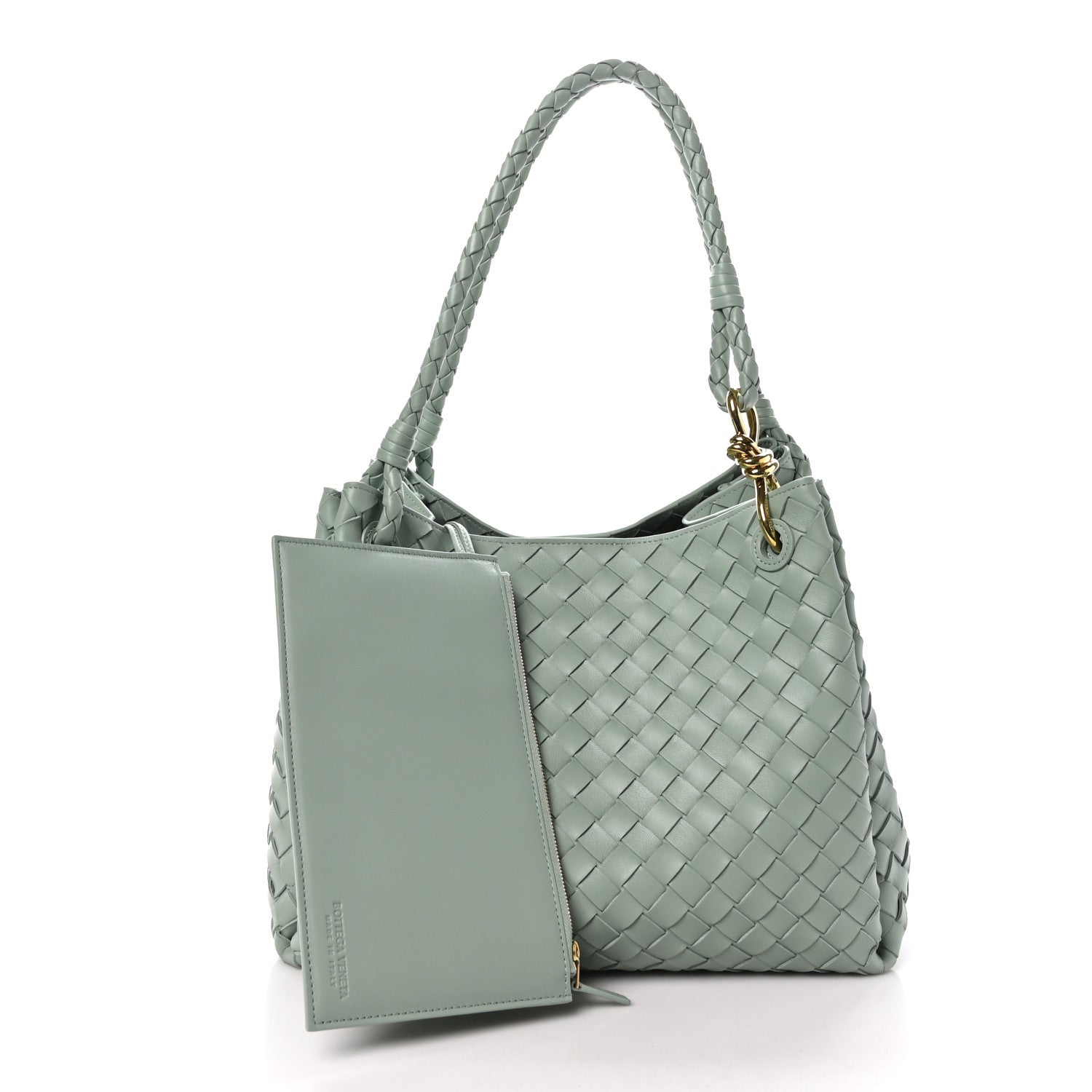 Bottega Veneta Nappa Intrecciato Large Andiamo Parachute Shoulder Bag New Sauge 3 of 12