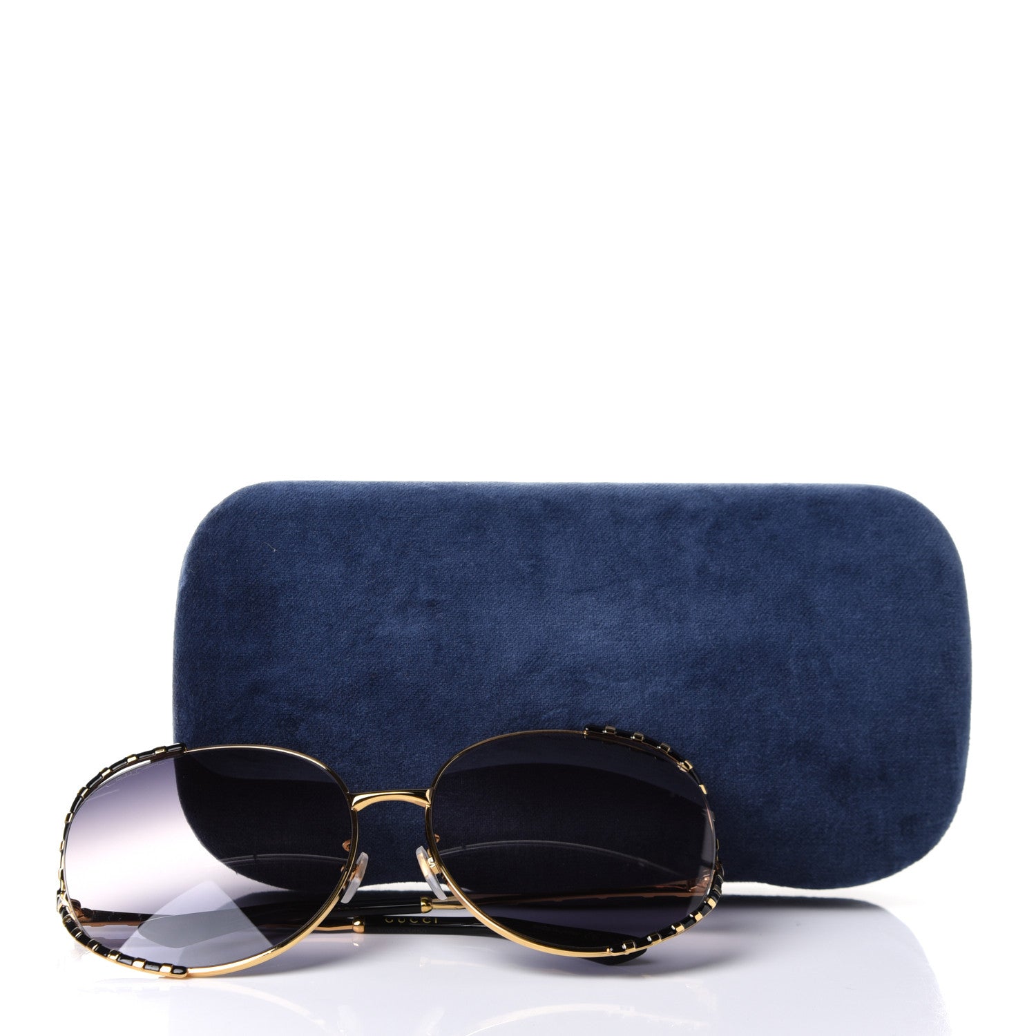 Gucci Metal Round Frame GG0595S Sunglasses Gold Black 9 of 9