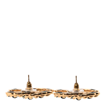 Chanel Lambskin CC Chain Earrings Black Gold 3 of 5