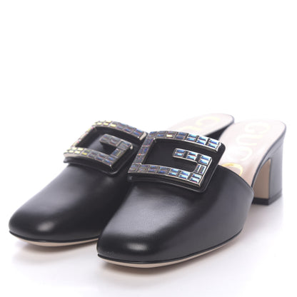 Gucci Malaga Kid Crystal Square G Madelyn Mules 37 Black 3 of 9