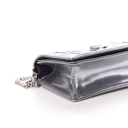 Christian Dior Metallic Patent Micro-Cannage Baby Diorama Flap Bag Silver 5 of 11