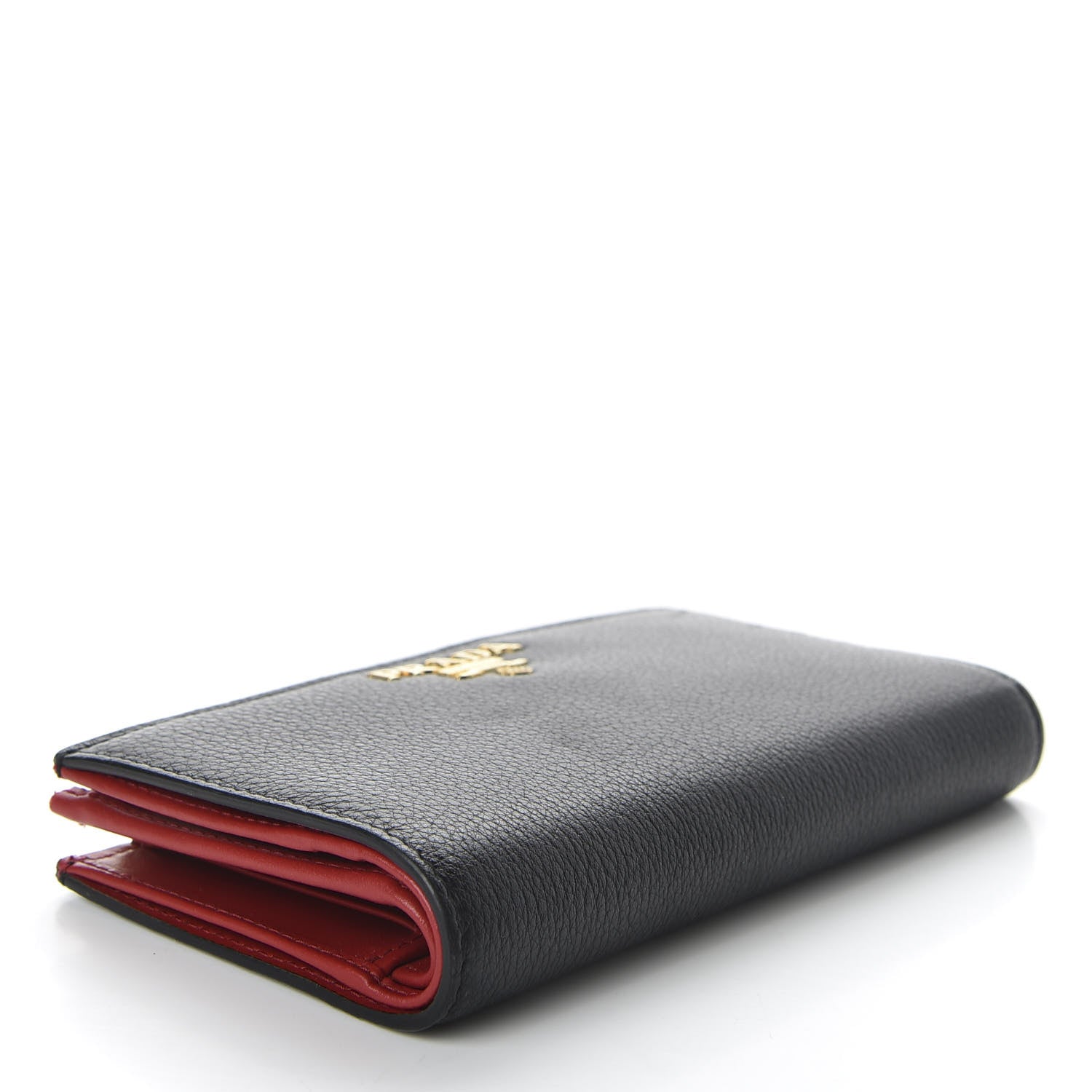 Prada Daino Colour Large Snap Wallet Black Fuoco 4 of 7