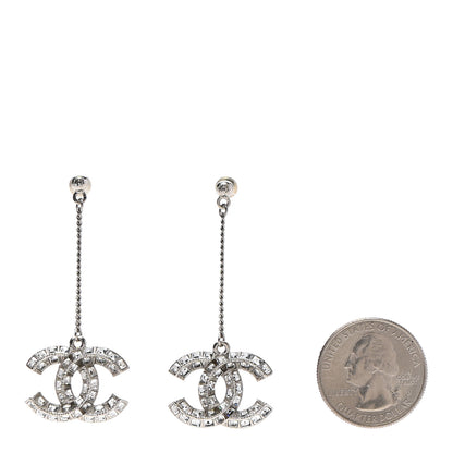 Chanel Baguette Crystal CC Drop Earrings Silver 2 of 4