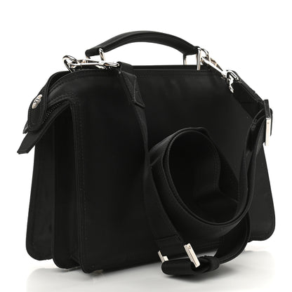 Fendi Nylon Vitello Cover Logo Embossed Mini Peekaboo I SEE U Satchel Black White 3 of 12