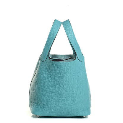 Hermes Taurillon Clemence Picotin Lock 18 PM Bleu Saint Cyr 1 of 16