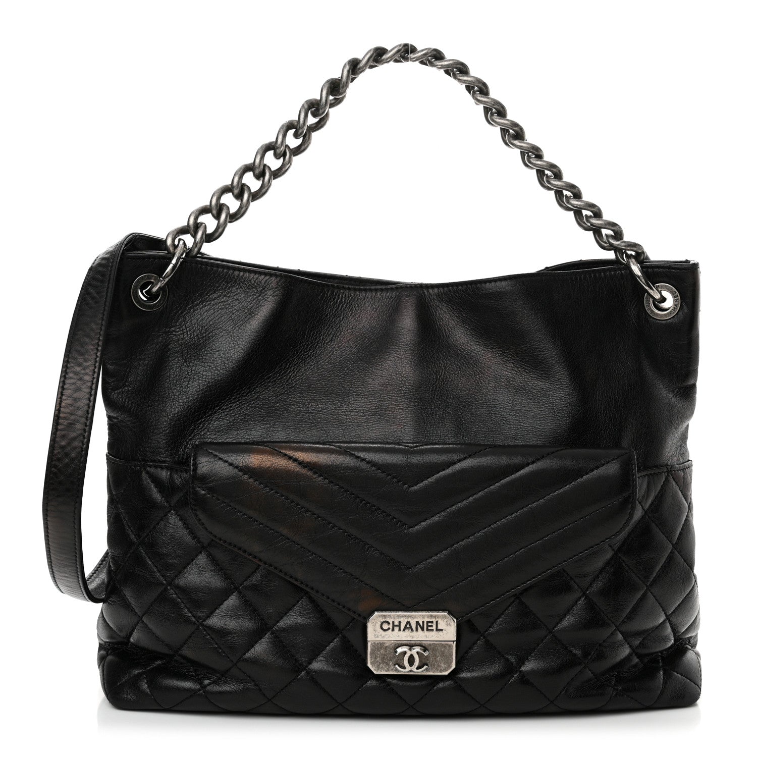 Chanel Aged Calfskin Quilted Mad About Quilting Hobo Black 1 of 16