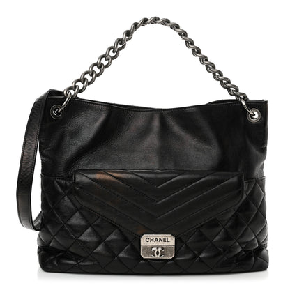 Chanel Aged Calfskin Quilted Mad About Quilting Hobo Black 1 of 16