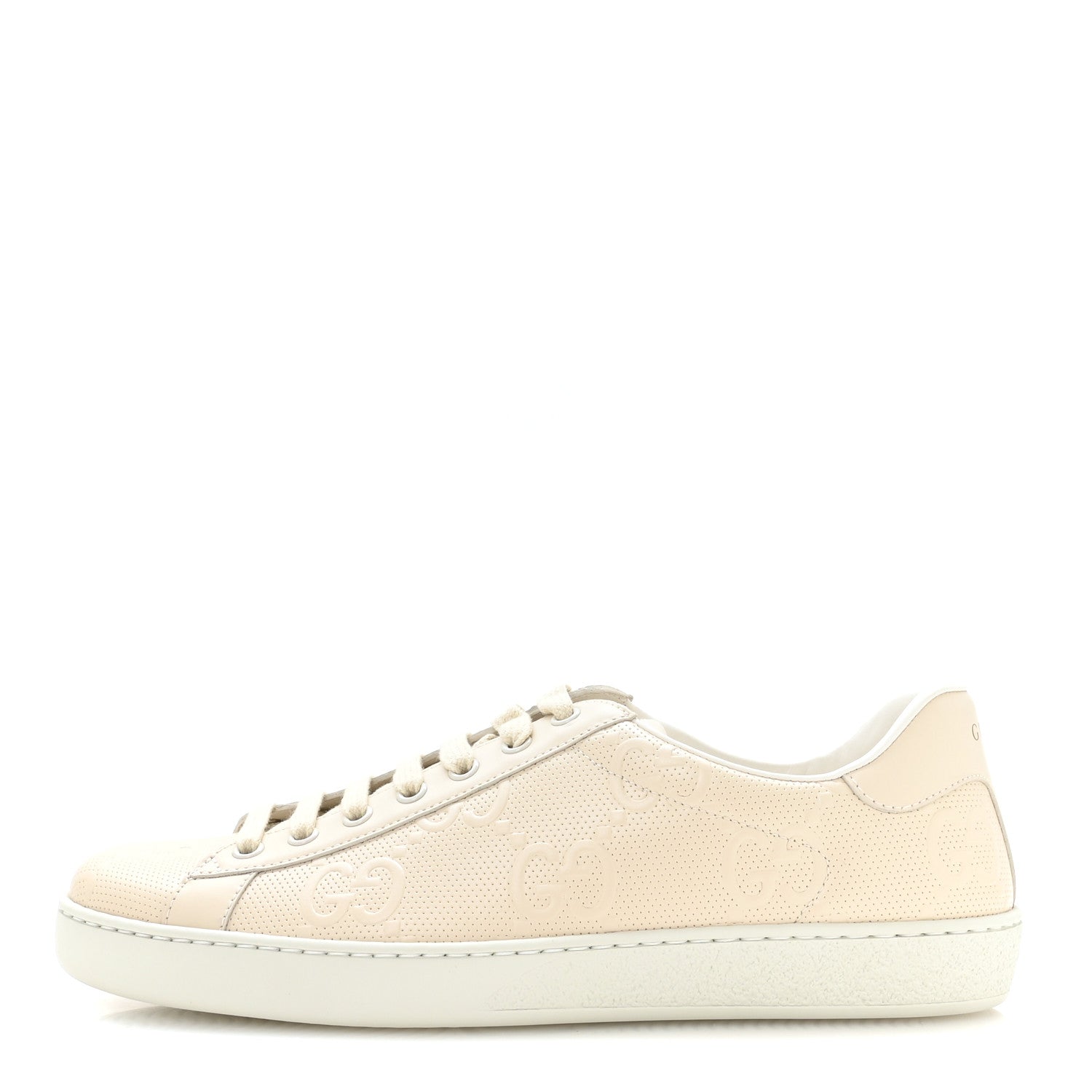 Gucci Calfskin GG Tennis Embossed Mens Ace Sneakers 8 Mystic White 1 of 9