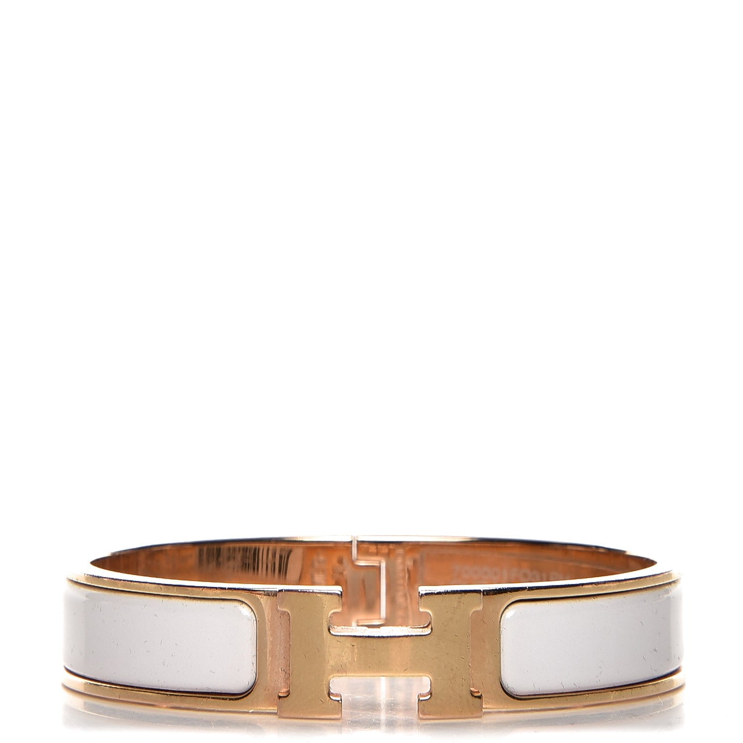 Hermes Enamel Narrow Clic Clac H Bracelet PM White 1 of 8