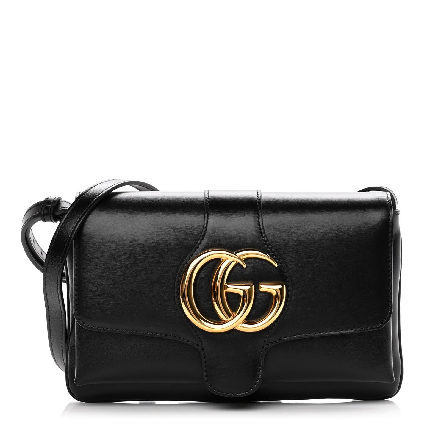 Vitello Palmellato Lux Small Arli Flap Shoulder Bag Black
