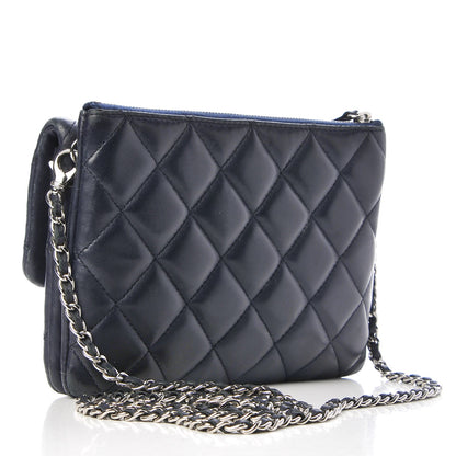 Chanel Lambskin Quilted Daily Zippy Crossbody Navy 3 of 9