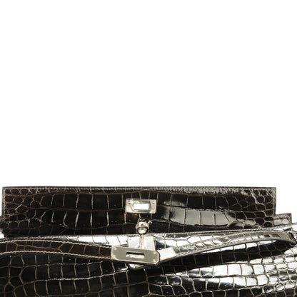 Hermes Shiny Porosus Crocodile Kelly Cut Pochette Graphite 13 of 16