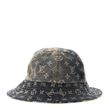 Louis Vuitton Monogram Tapestry Reversible Bucket Hat 58 Blue Multicolor 10 of 14