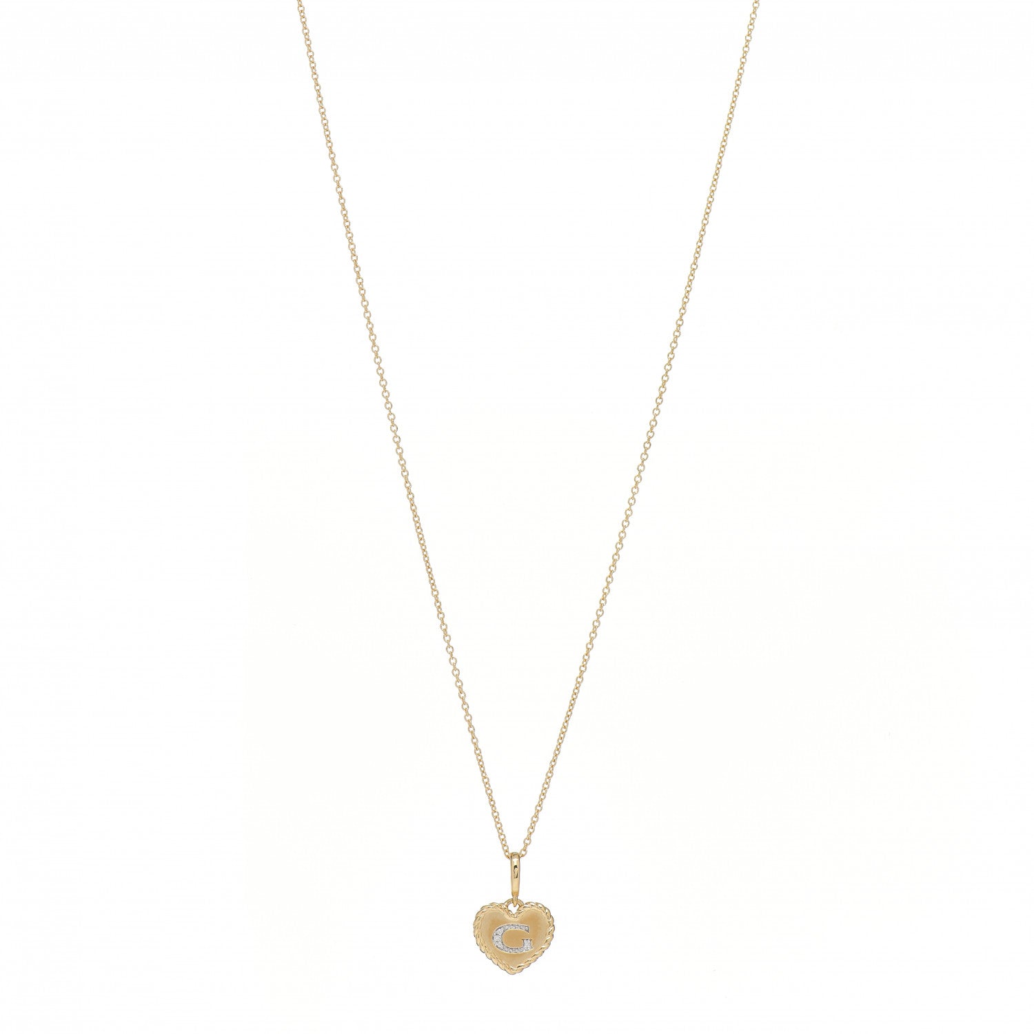 David Yurman 18K Yellow Gold Diamond Heart Initial G Charm Necklace 1 of 5