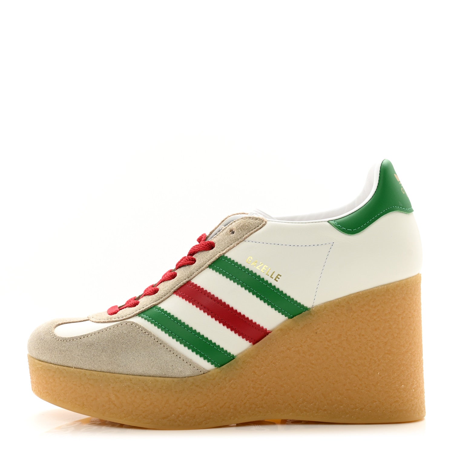 Gucci X ADIDAS Suede Madeira Gazelle Wedge Sneakers 40 Oatmeal White New Shamarock Hibiscus Red 1 of 8