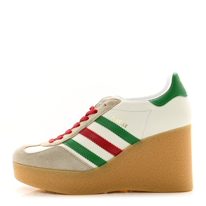 Gucci X ADIDAS Suede Madeira Gazelle Wedge Sneakers 40 Oatmeal White New Shamarock Hibiscus Red 1 of 8