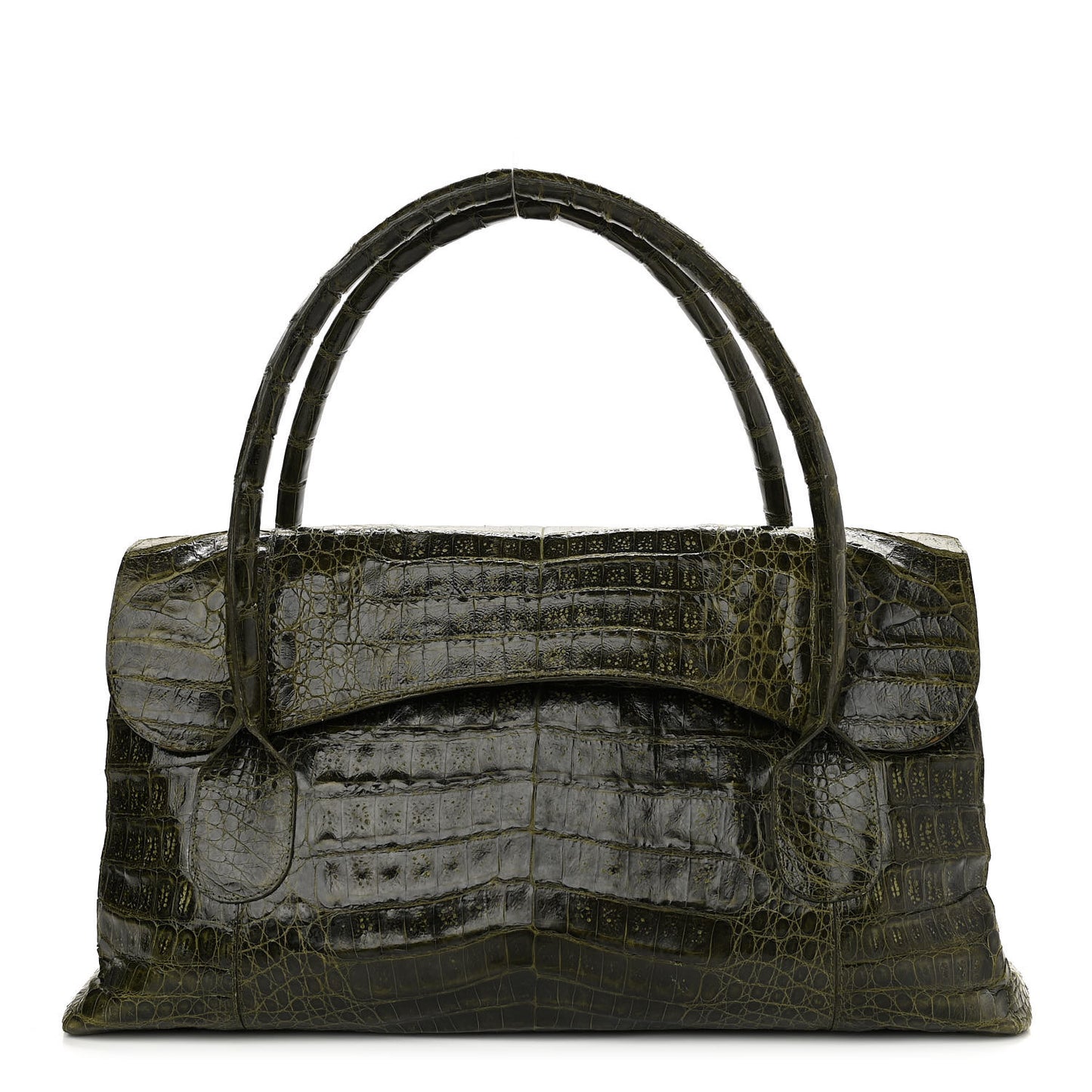 Crocodile Double Handle Satchel Green