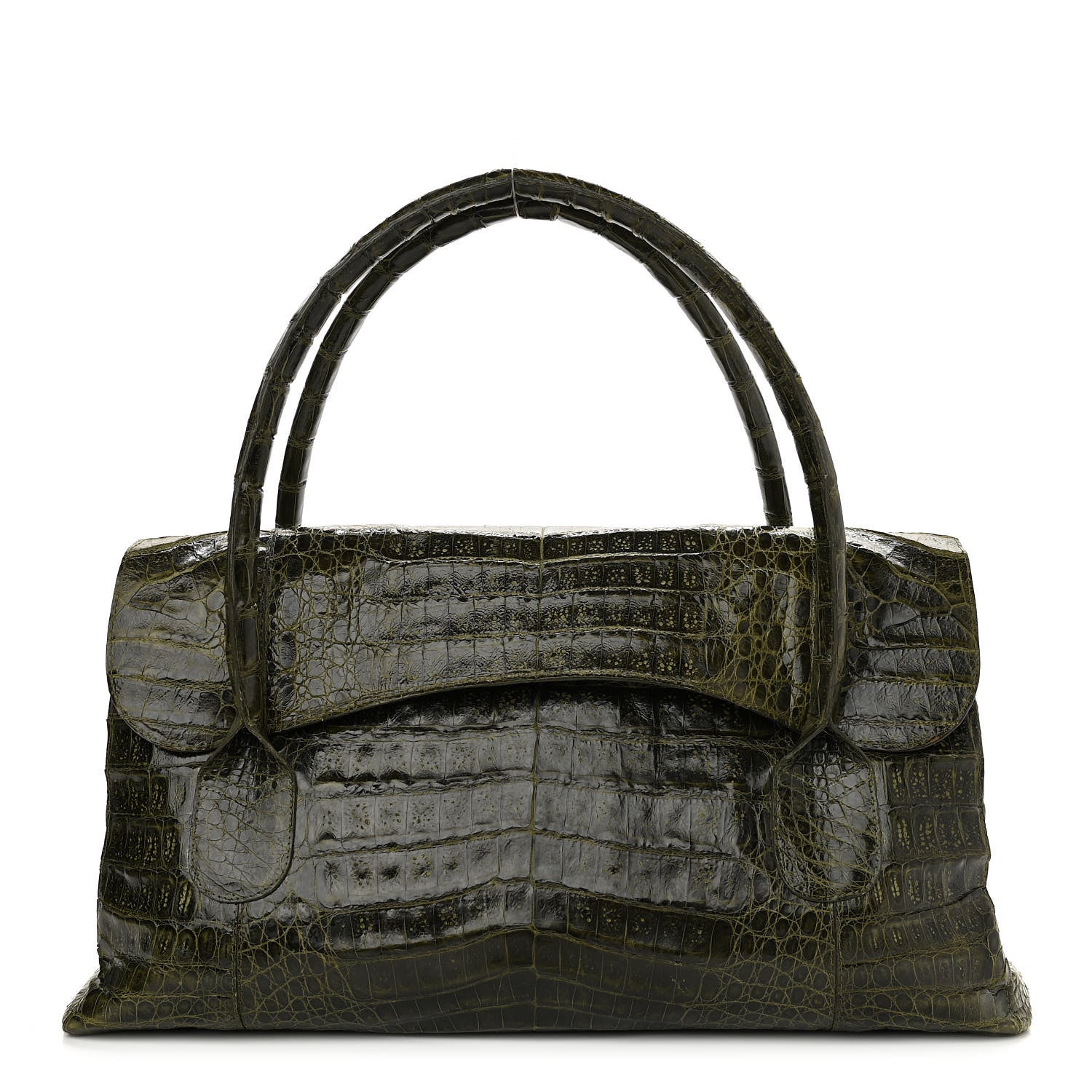 Nancy Gonzalez Crocodile Double Handle Satchel Green 1 of 10