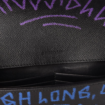 Balenciaga Grained Calfskin Graffiti BB Chain Wallet Black Bleu Violet 8 of 9