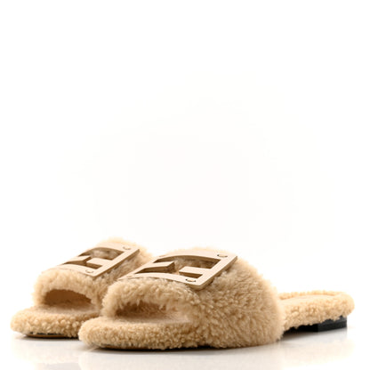 Fendi Shearling FF Baguette Slide Sandals 36 Beige Naturale 3 of 8