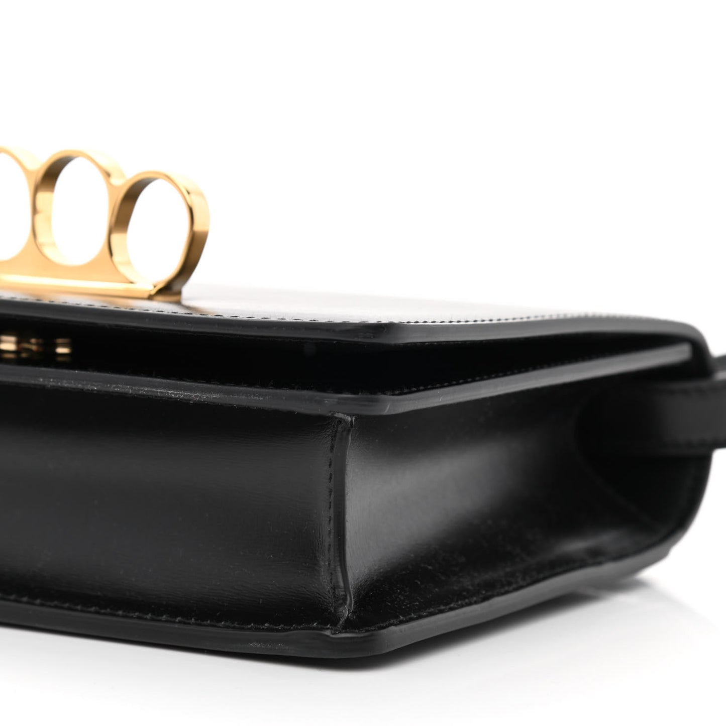 Smooth Calfskin Four Ring Knuckle Crossbody Bag Black