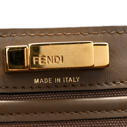 Fendi Canvas Vitello King FF Embroidered Medium Peekaboo X-Tote Tartufo 6 of 14