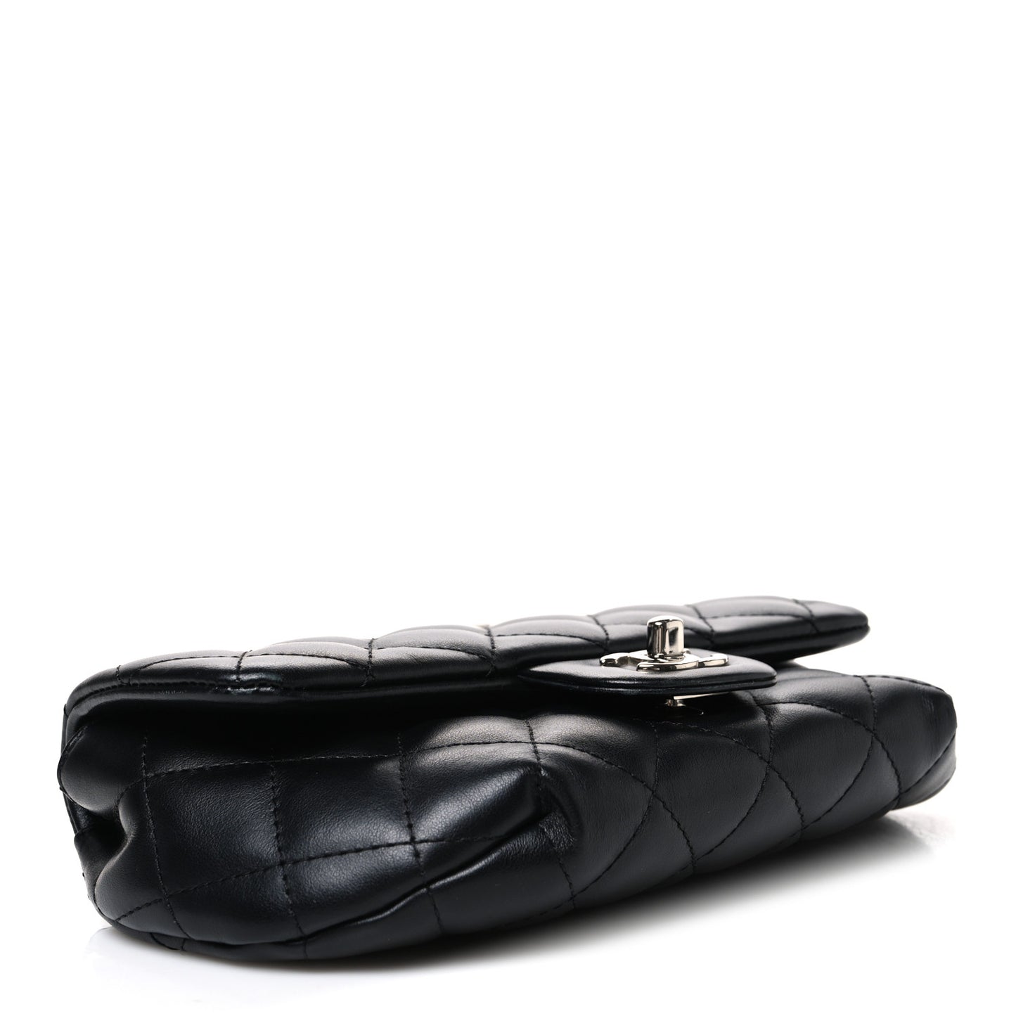 Calfskin Quilted CC Uniform Flap Belt Bag Black