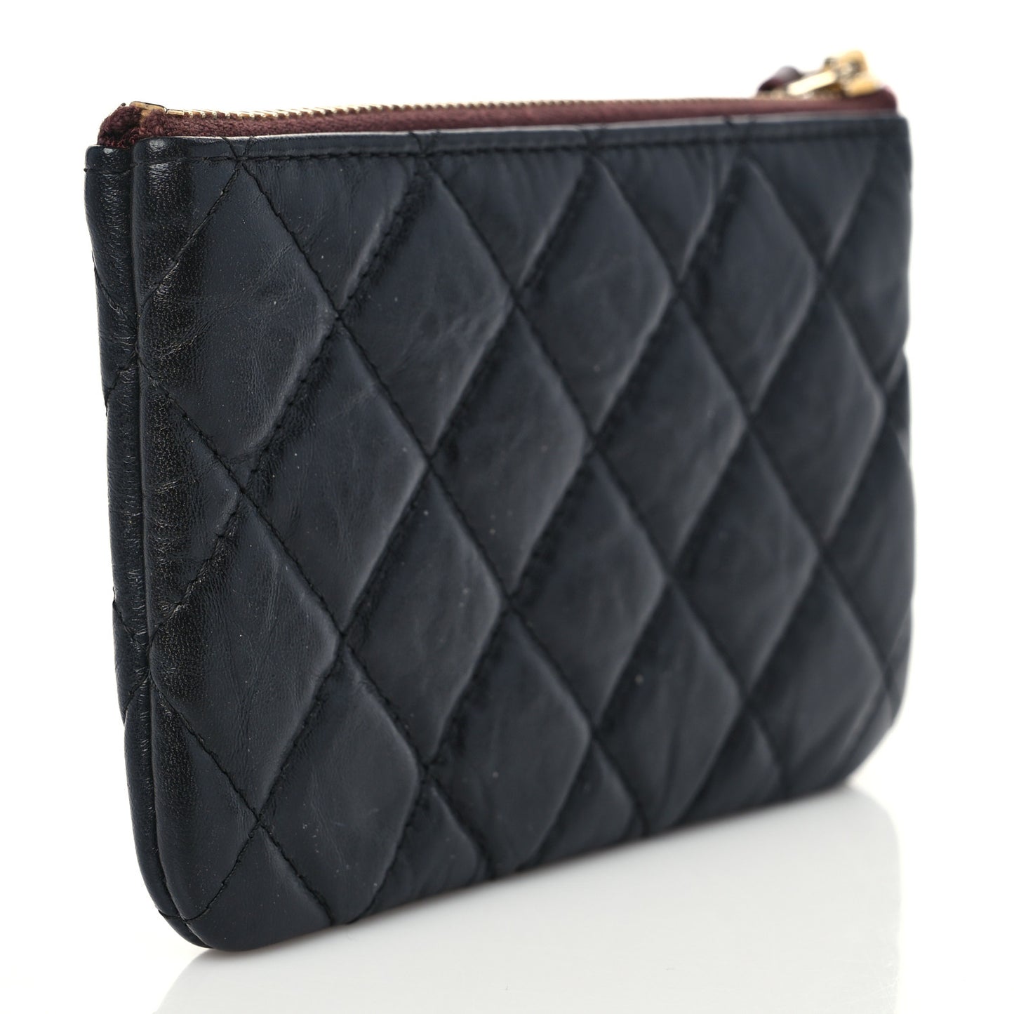 Aged Calfskin Quilted Small Reissue Cosmetic Case Black