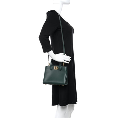Salvatore Ferragamo Calfskin Small Studio Box Bag Dark Green 2 of 9