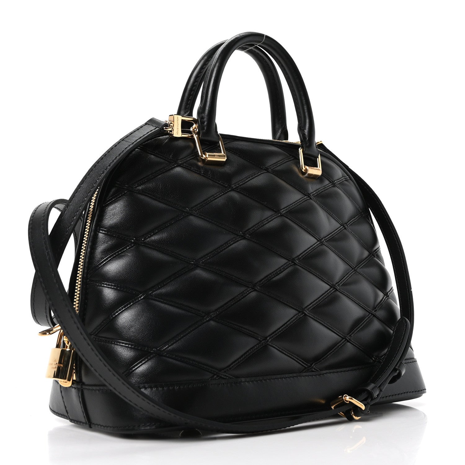 Louis Vuitton Lambskin Studded Malletage Alma PM Black 3 of 10
