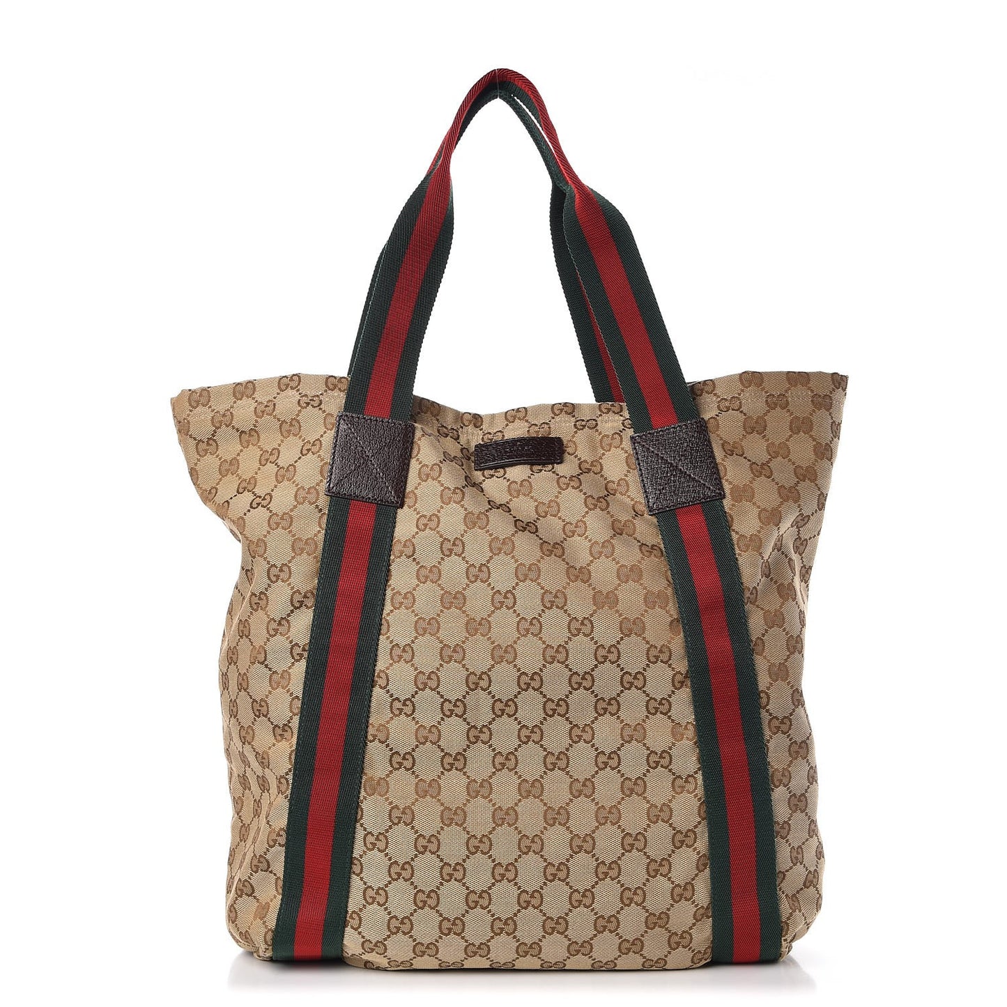GG Monogram Medium Web Handle Vertical Tote Dark Brown