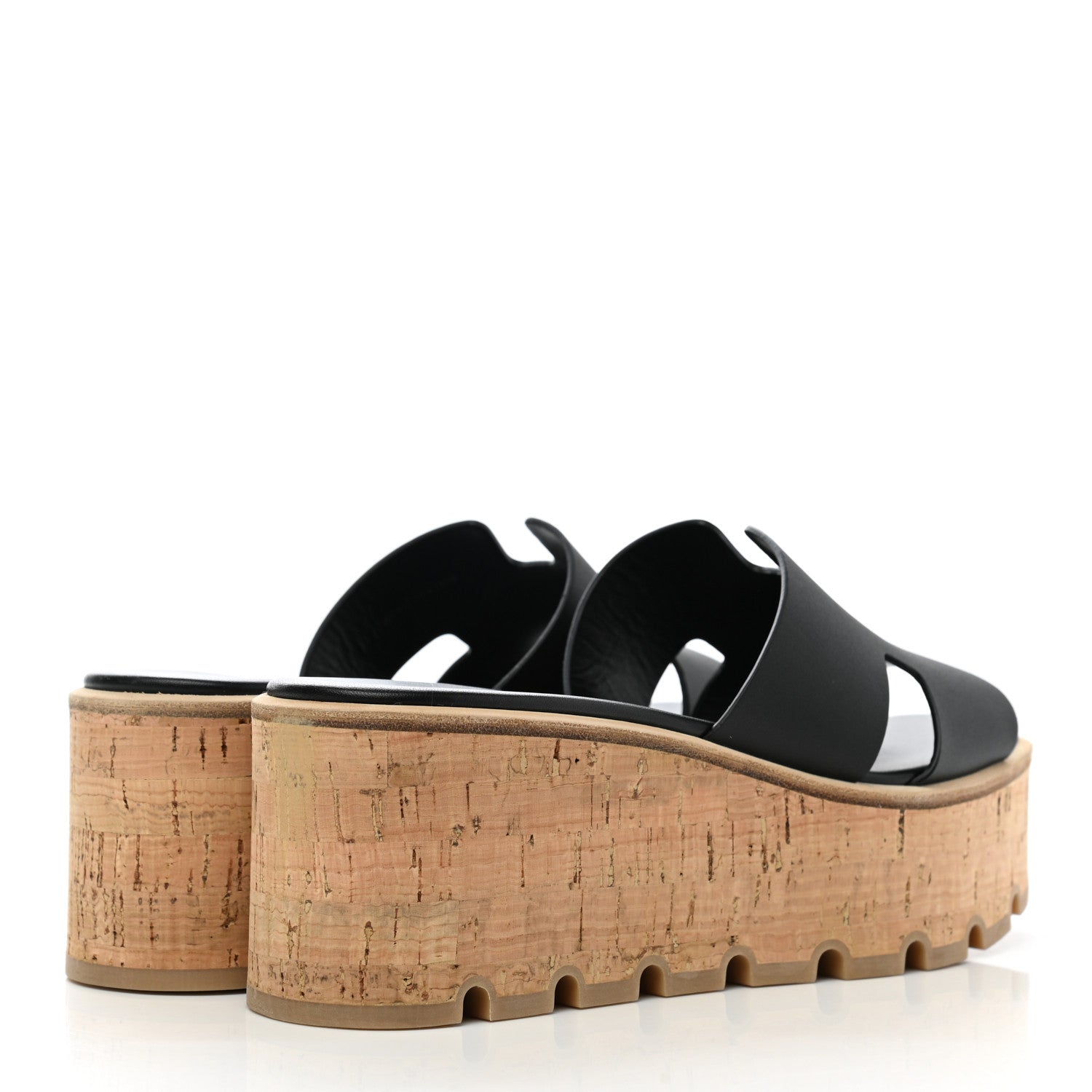 Hermes Calfskin Cork Eze 30 Sandals 38 Black 4 of 10