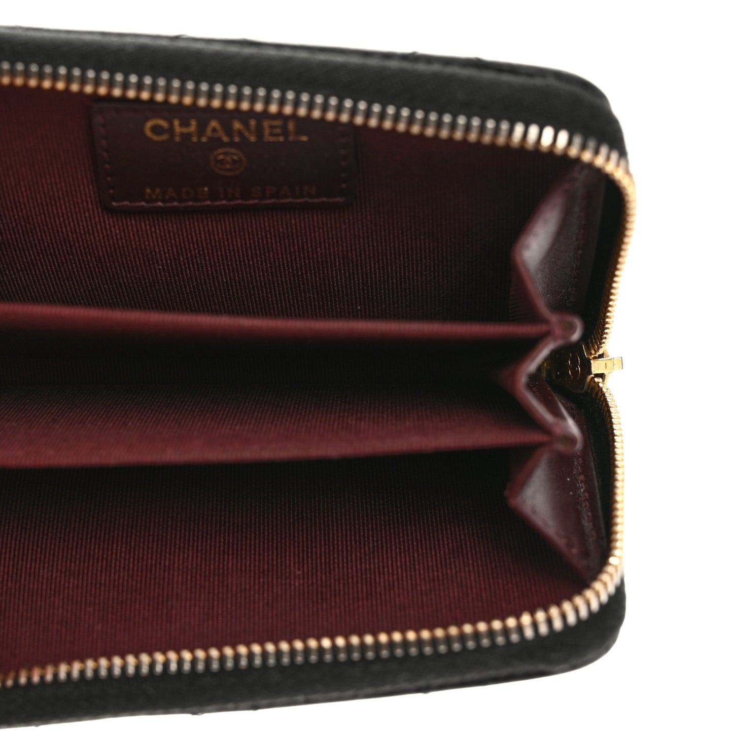 Caviar Quilted Zip Coin Purse Black