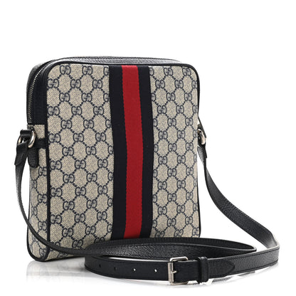 Gucci GG Supreme Monogram Textured Dollar Calfskin Web Small Ophidia Messenger Bag Beige Blue 3 of 11