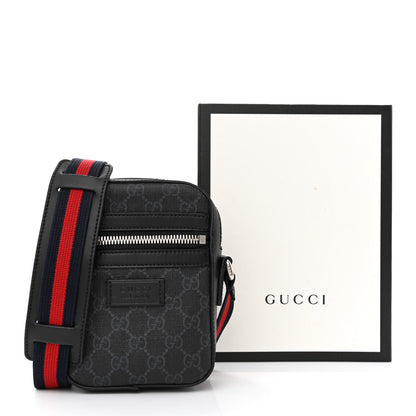 Gucci GG Supreme Monogram Appia Calfskin Web Small Camera Messenger Bag Black Grey 12 of 12