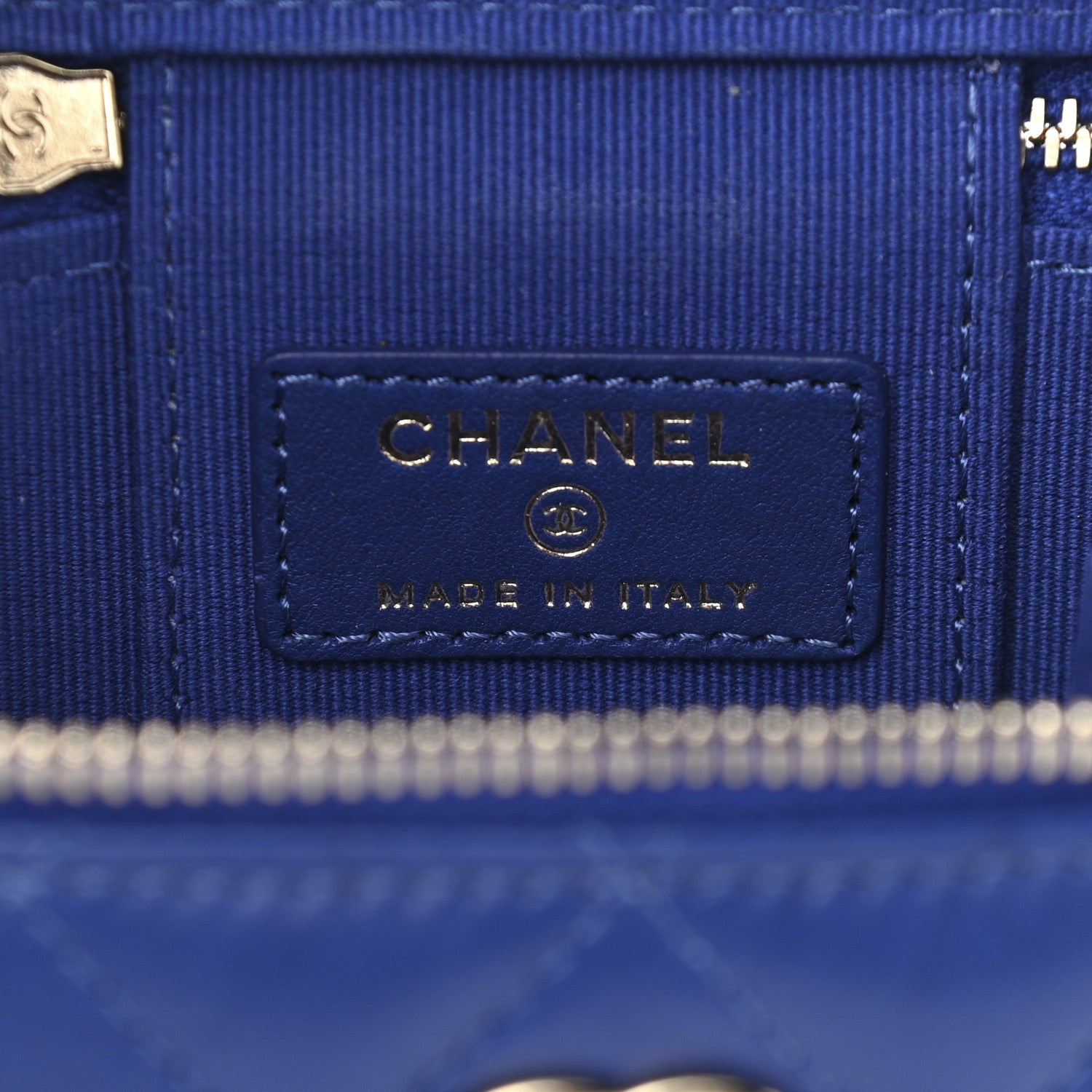 Chanel Lambskin Quilted Top Handle Mini Vanity Case With Chain Blue 6 of 11