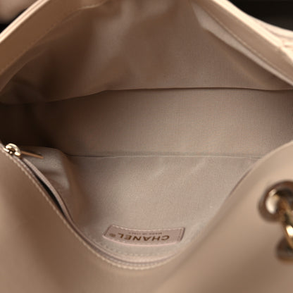 Chanel Grained Calfskin Stitched Medium Chevron Chic Top Handle Flap Beige 6 of 11