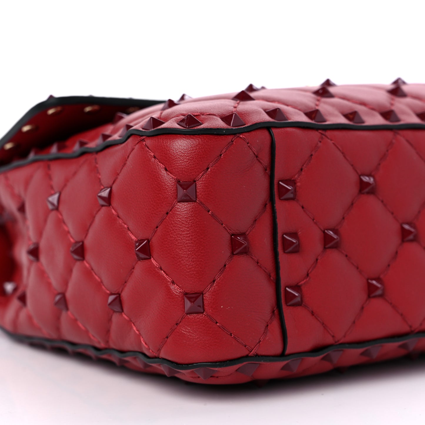 Lambskin Monochrome Medium Rockstud Spike Shoulder Bag Red