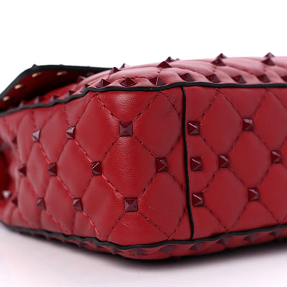 Valentino Garavani Lambskin Monochrome Medium Rockstud Spike Shoulder Bag Red 8 of 10