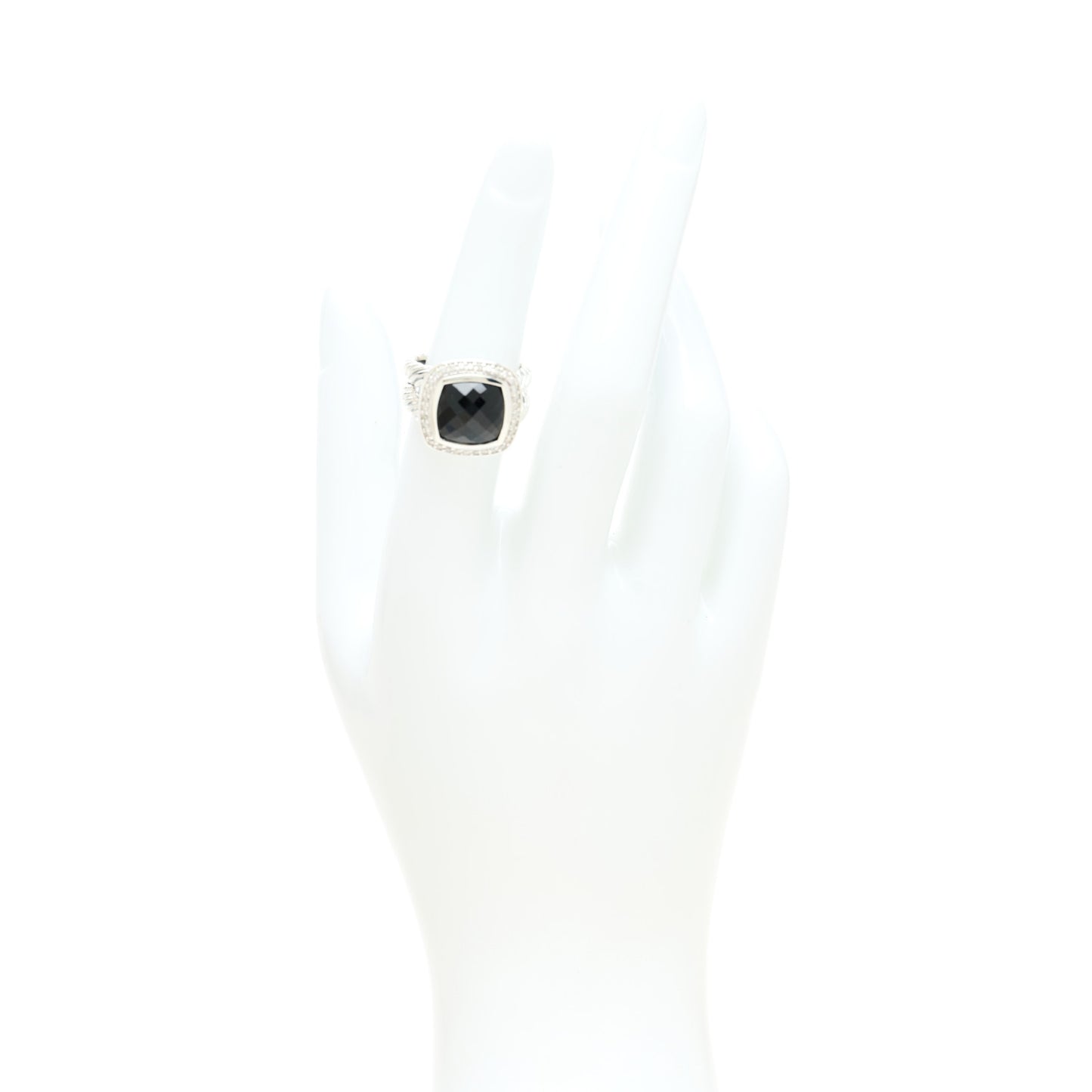 Sterling Silver Diamond Black Onyx 11mm Albion Statement Ring 52 6