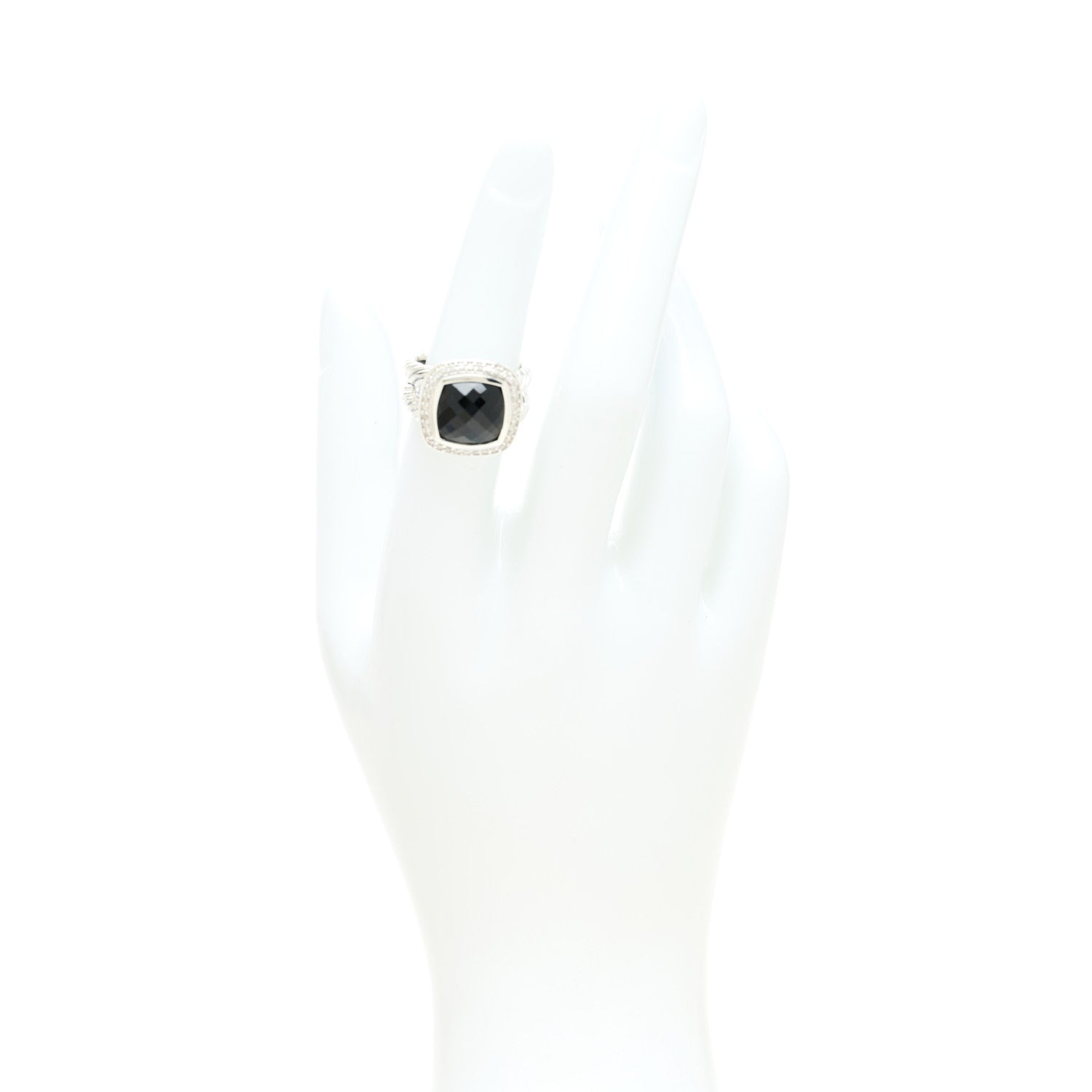 David Yurman Sterling Silver Diamond Black Onyx 11mm Albion Statement Ring 52 6 2 of 5