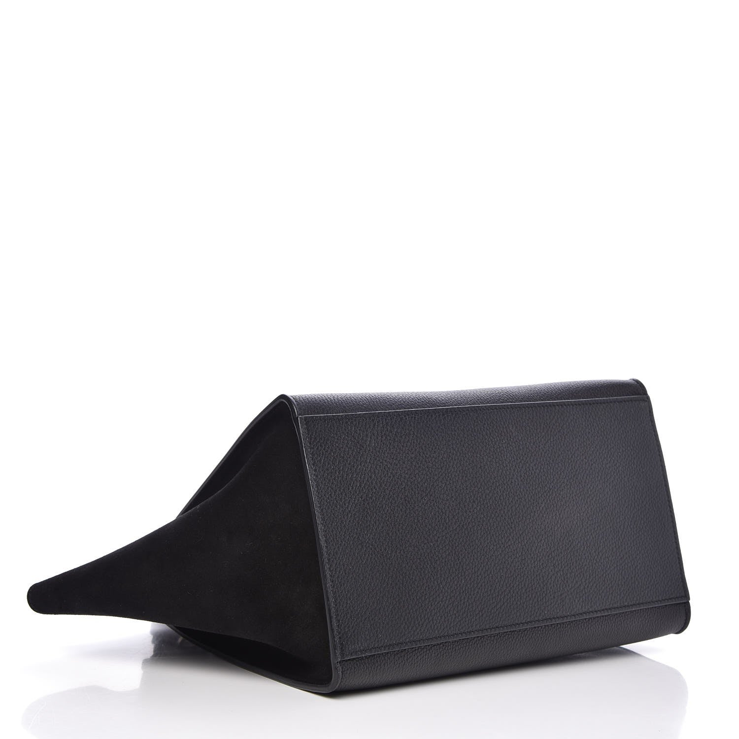 Celine Drummed Calfskin Suede Small Trapeze Black 5 of 7