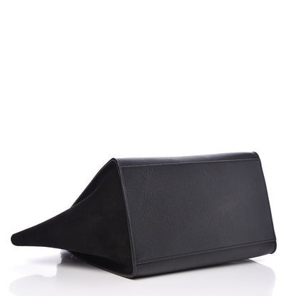 Celine Drummed Calfskin Suede Small Trapeze Black 5 of 7